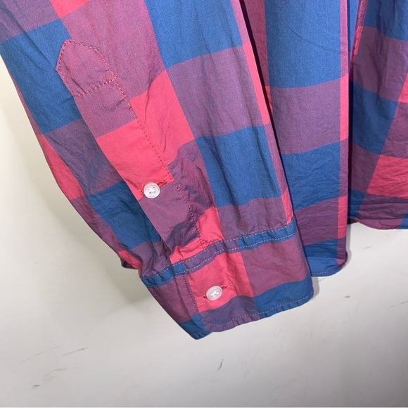 J. Crew Light Weight Size Medium Slim Fit Bold Checkered Shirt in Blue and Pink - Picture 2 of 8